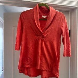 Deletta top from Anthropologie, coral color, size small